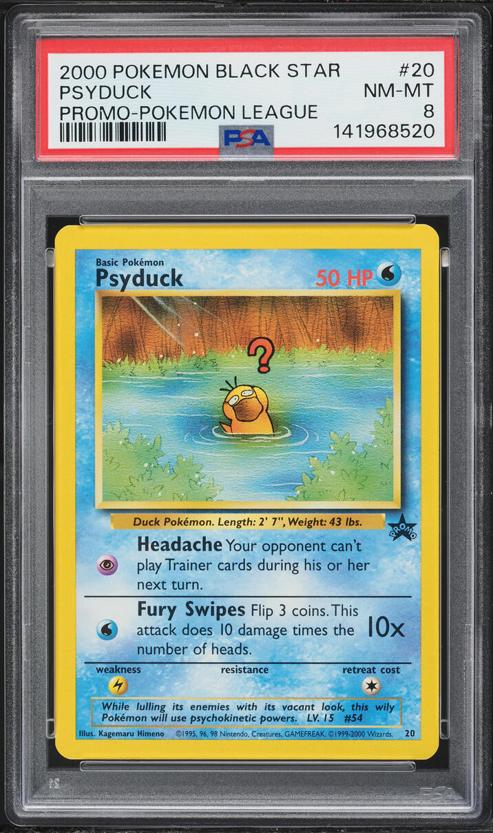 2000 Pokemon League Black Star Promo Psyduck #20 PSA 8 NM-MT
