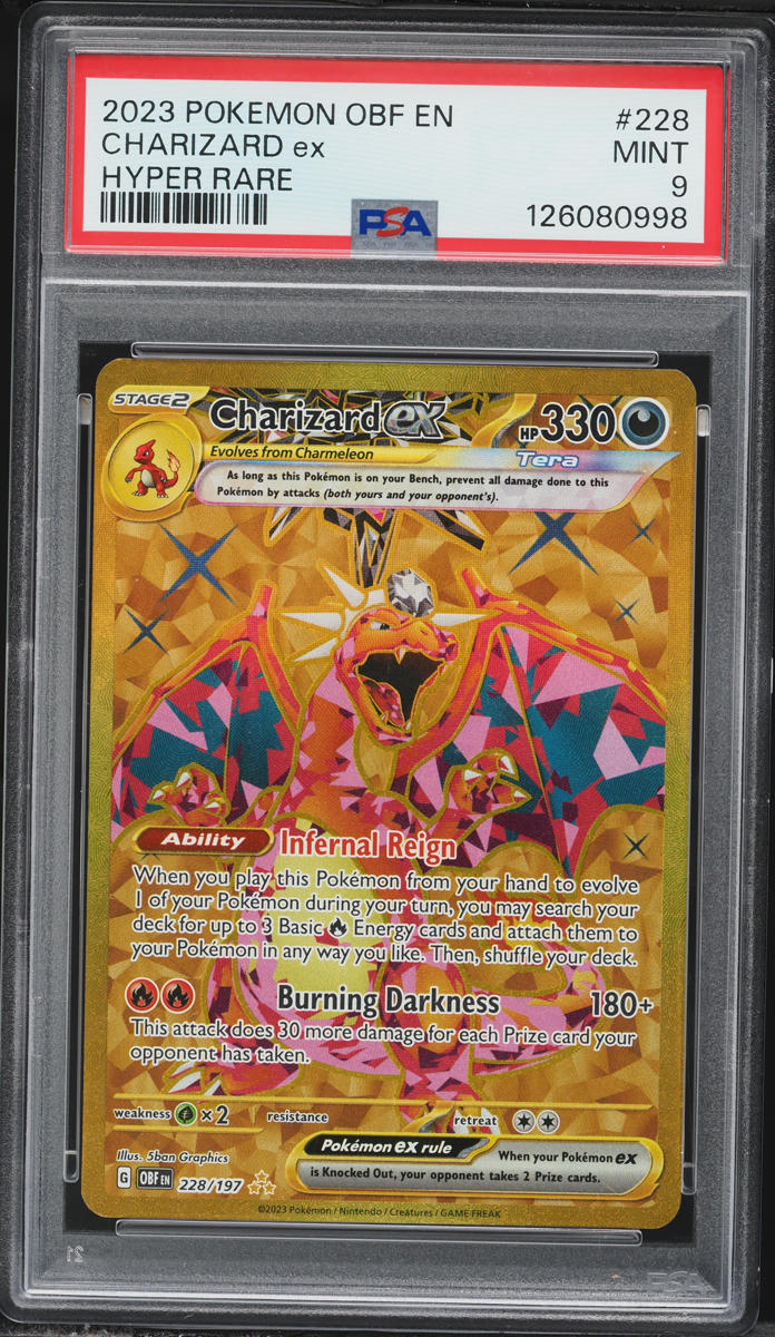 2023 Pokemon Scarlet & Violet Obsidian Flames Gold Rare Charizard ex #228 PSA 9 MINT