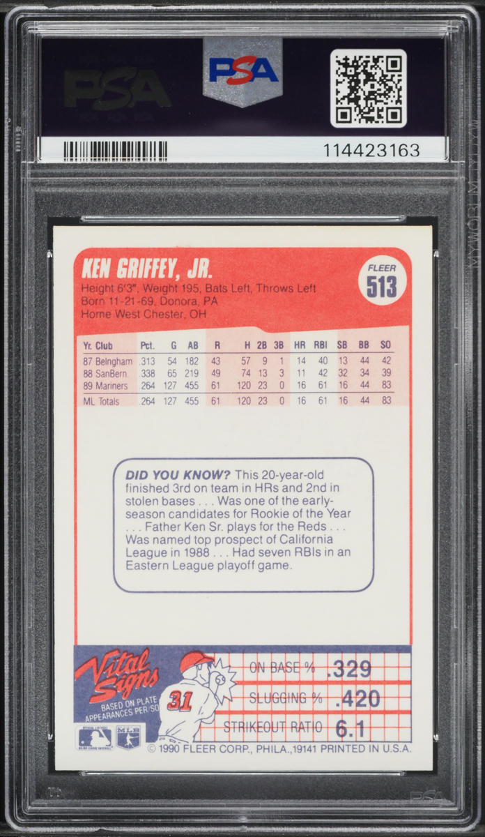 1990 Fleer Ken Griffey Jr. #513 PSA 9 MINT