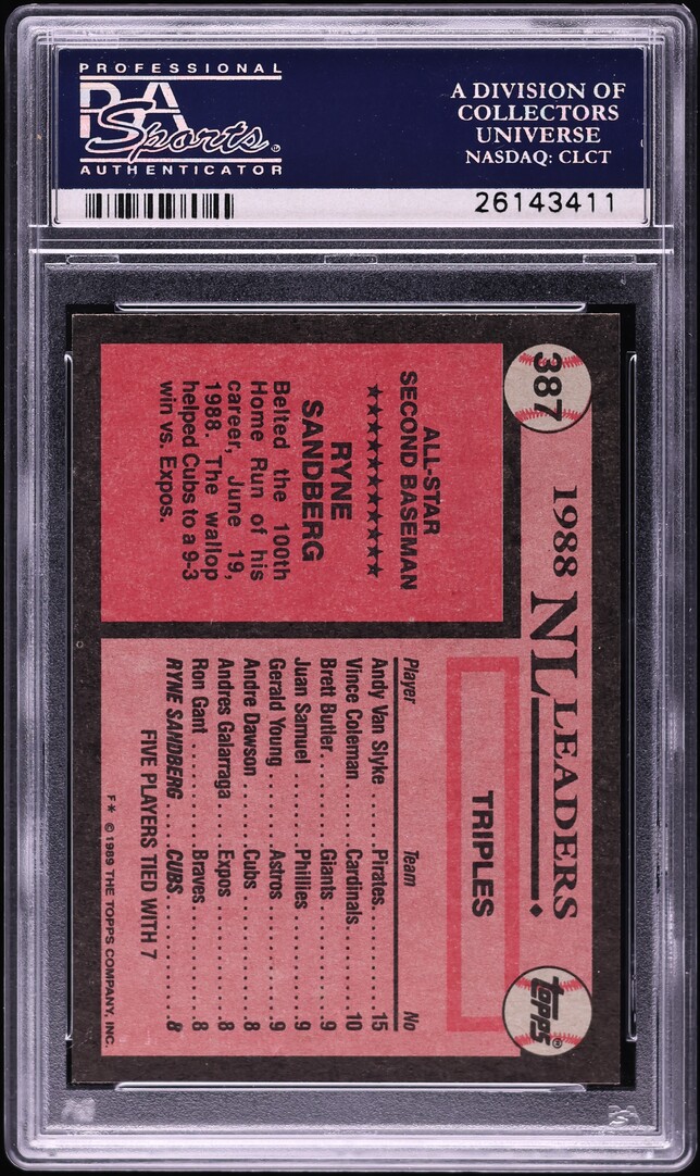 1989 Topps All-Star Ryne Sandberg #387 PSA 8 NM-MT