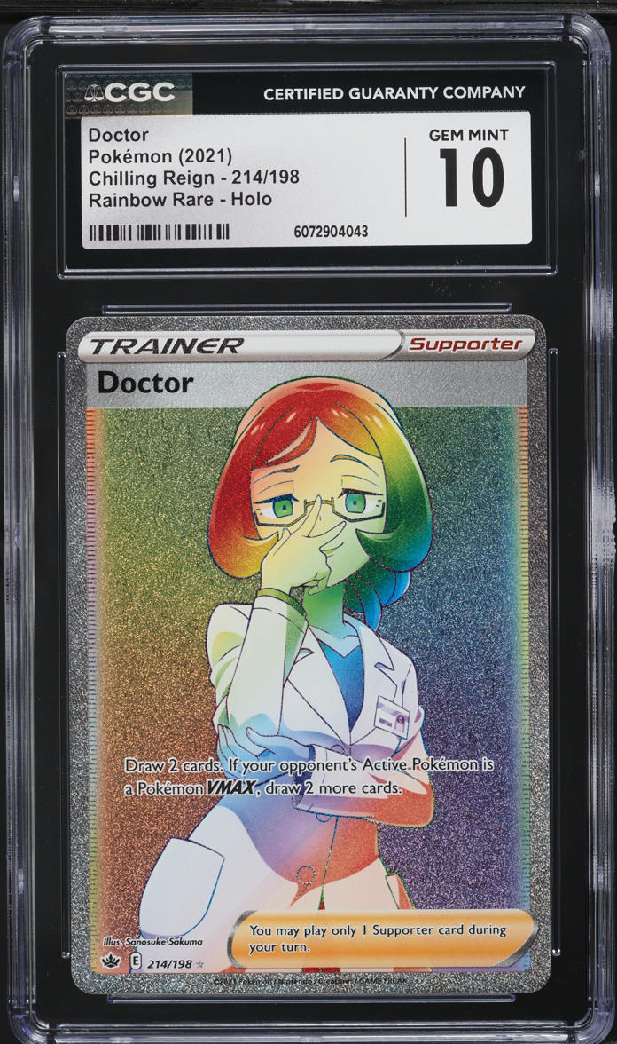 2021 Pokemon Sword & Shield Chilling Reign Rainbow Rare Doctor #214 CGC 10 GEM