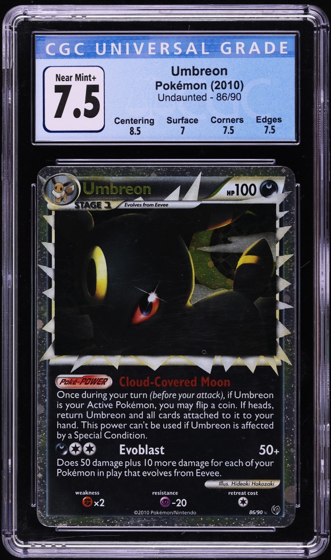 2010 Pokemon HeartGold & SoulSilver Undaunted Holo Umbreon #86 CGC 7.5 NRMT+