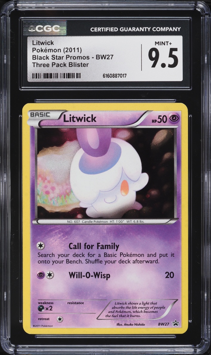 2011 Pokemon Promo Three Pack Blister Litwick #BW27 CGC 9.5 MINT+