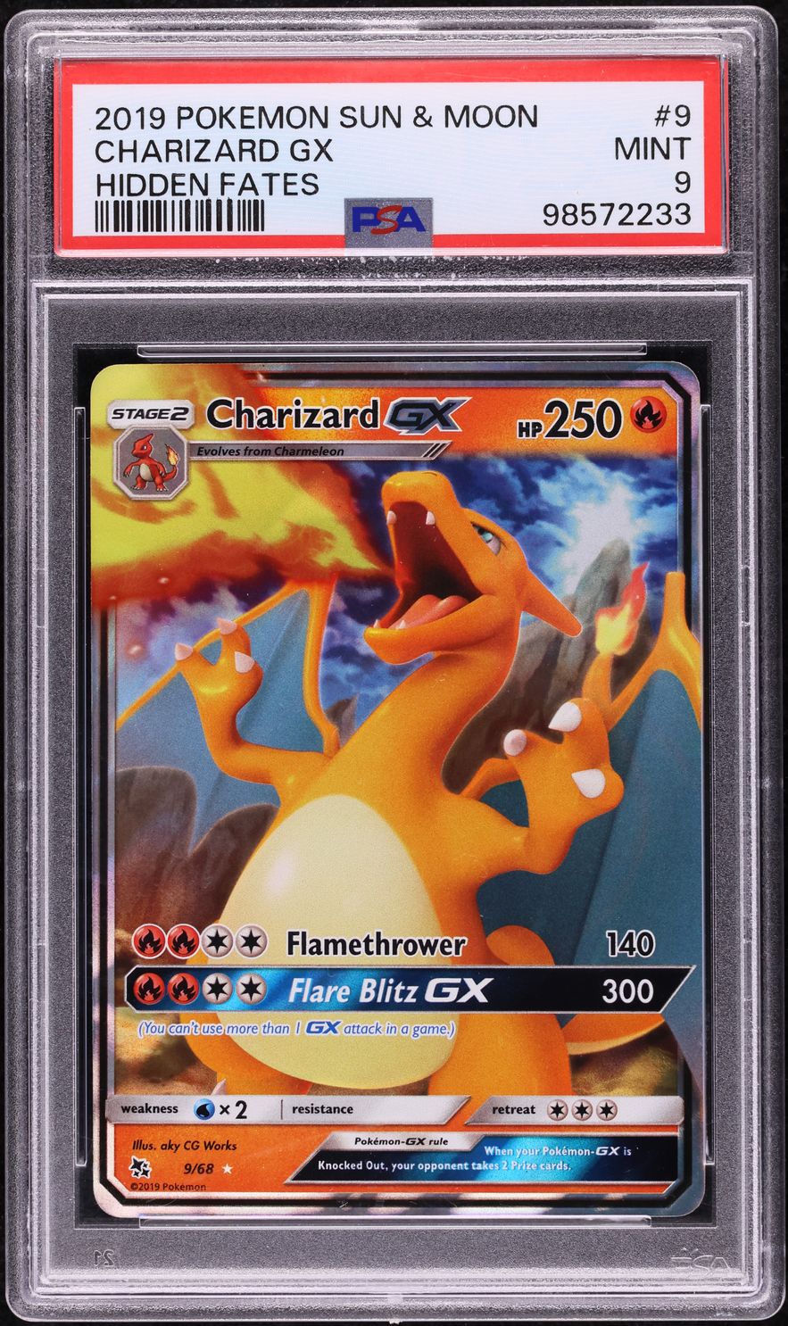 2019 Pokemon Sun & Moon Hidden Fates Charizard GX #9 PSA 9 MINT