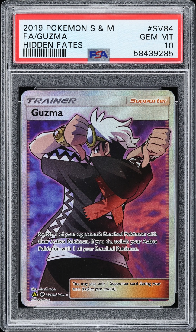 2019 Pokemon Sun & Moon Hidden Fates Full Art Guzma #SV84 PSA 10 GEM MINT