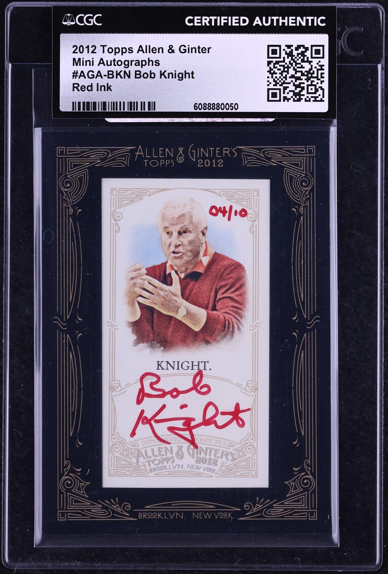 2012 Topps Allen & Ginter Mini Red Ink Bob Knight AUTO /10