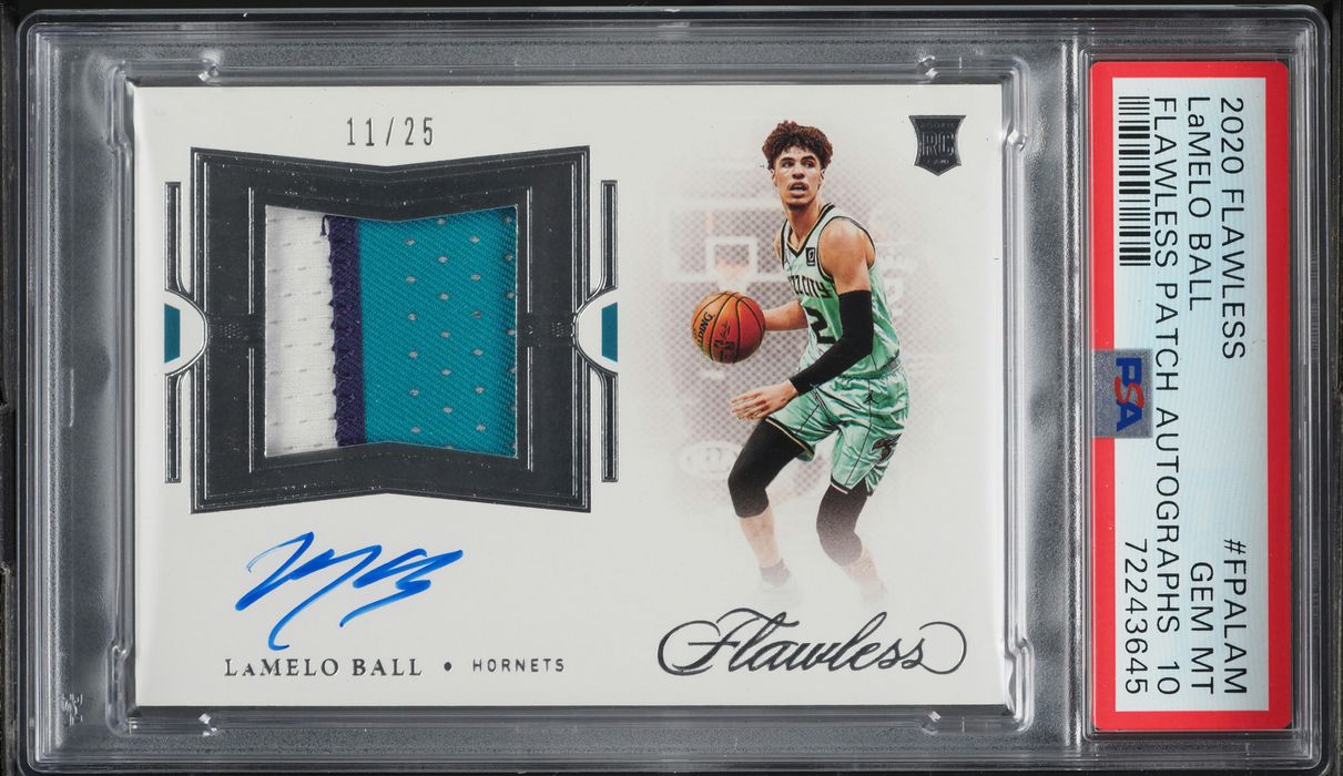 2020 Panini Flawless LaMelo Ball ROOKIE PATCH AUTO /25 #FPALAM PSA 10 GEM MINT
