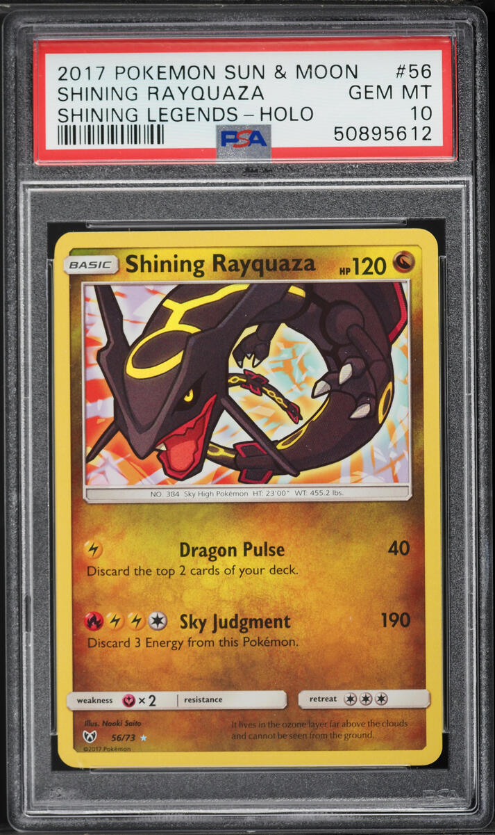 2017 Pokemon Sun & Moon Shining Legends Holo Shining Rayquaza #56 PSA 10 GEM MINT