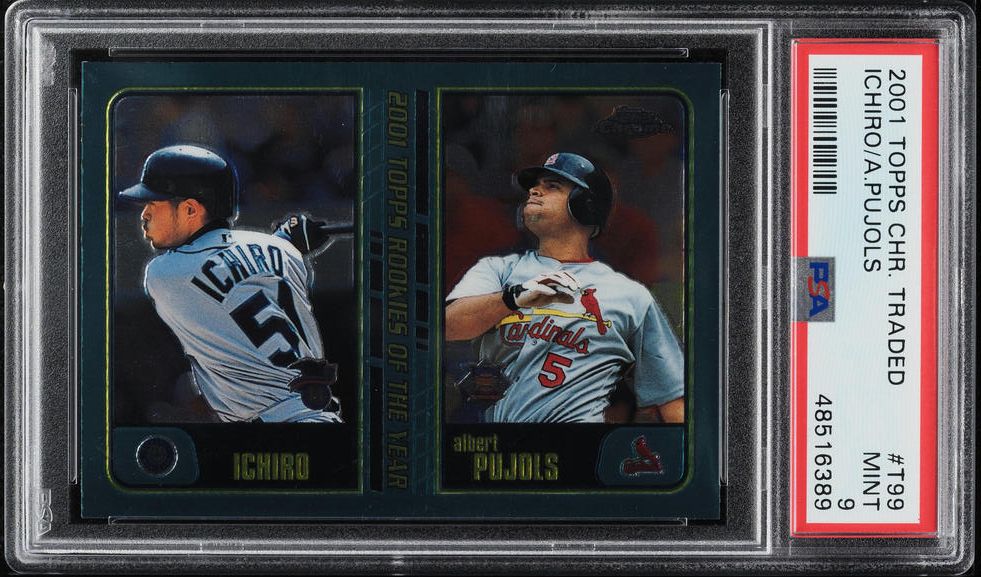2001 Topps Chrome Traded ROY Ichiro & Albert Pujols ROOKIE SGC 10