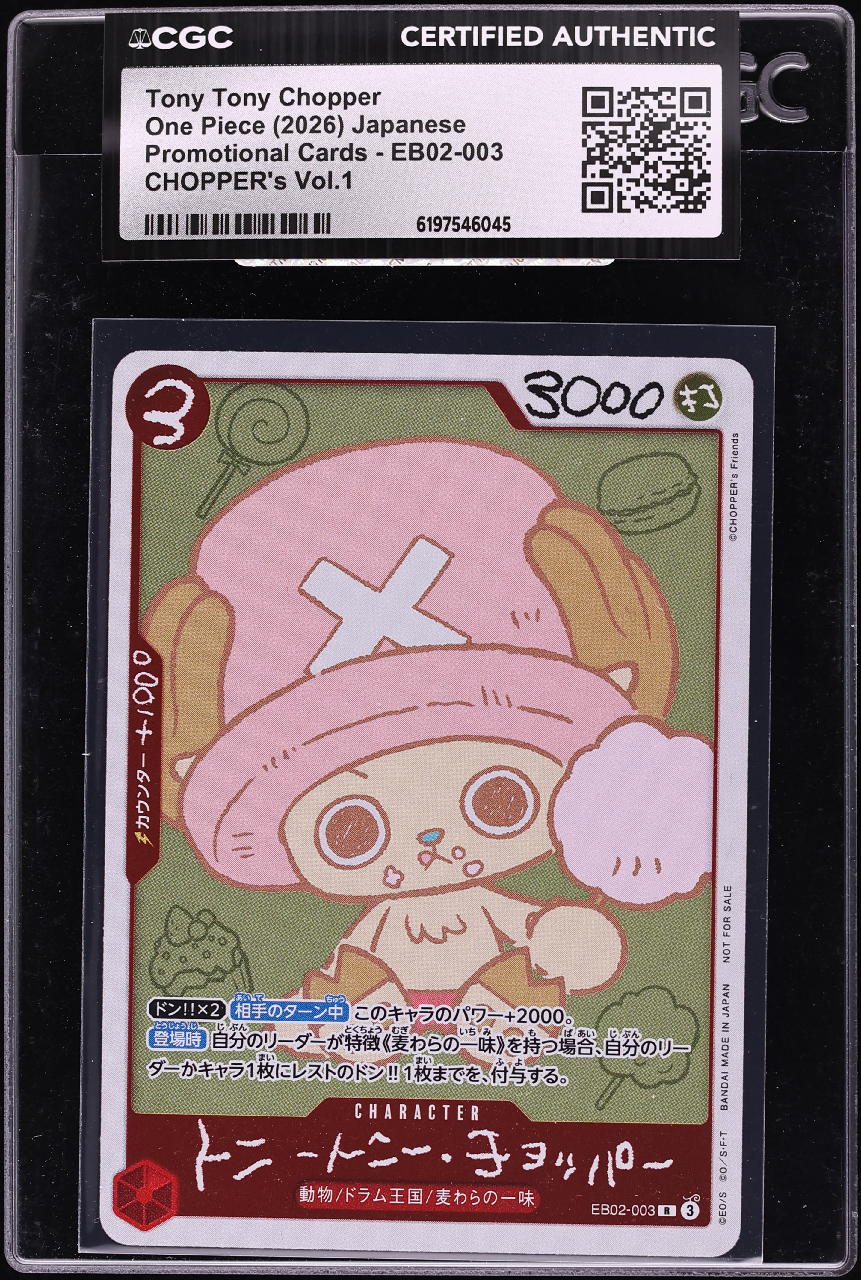 2026 One Piece Japanese Promo CHOPPER's Vol.1 Tony Tony Chopper #EB02-003 CGC AUTH
