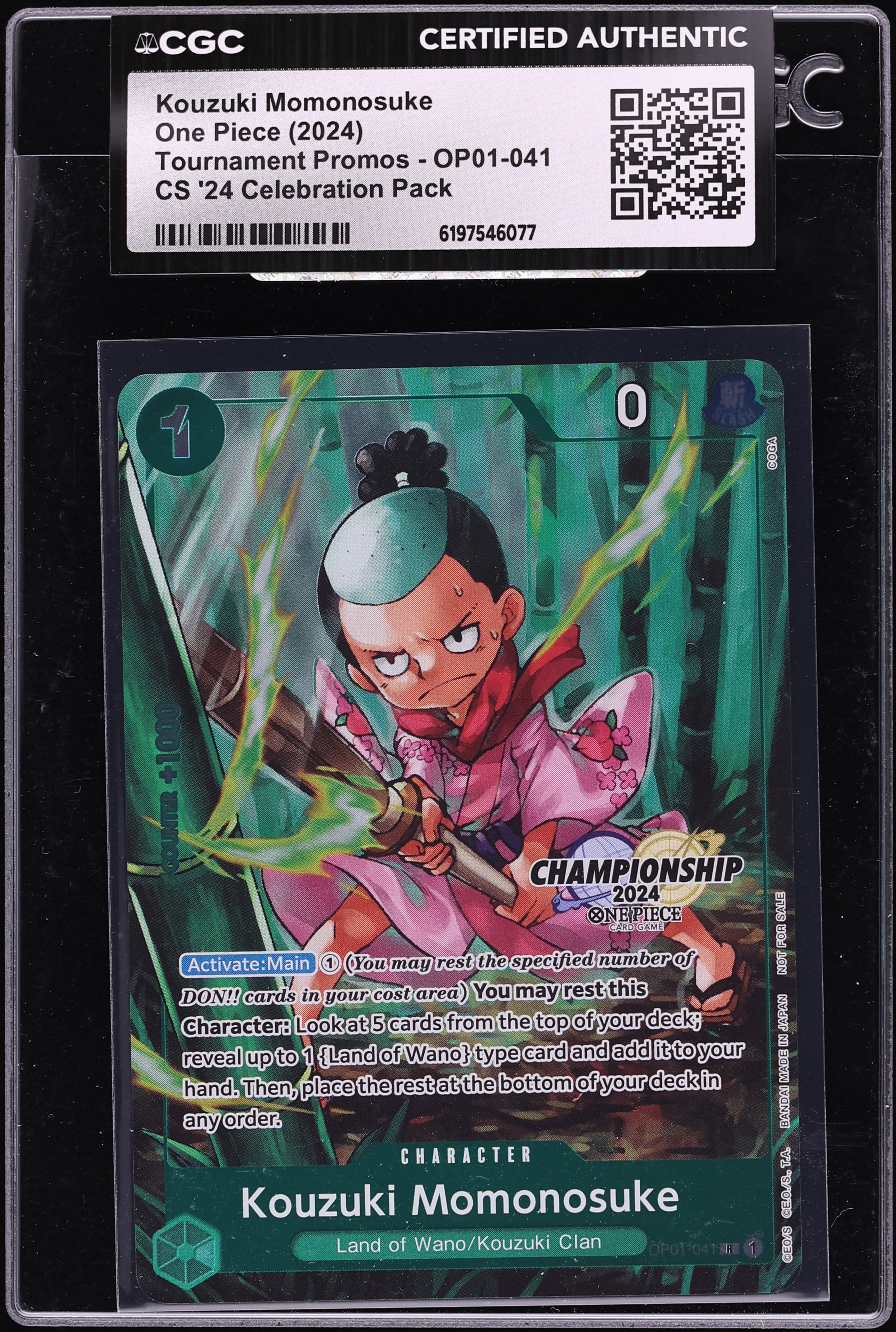 2024 One Piece Promo Championship Celebration Pack Alt Art Kouzuki Momonosuke CGC AUTH