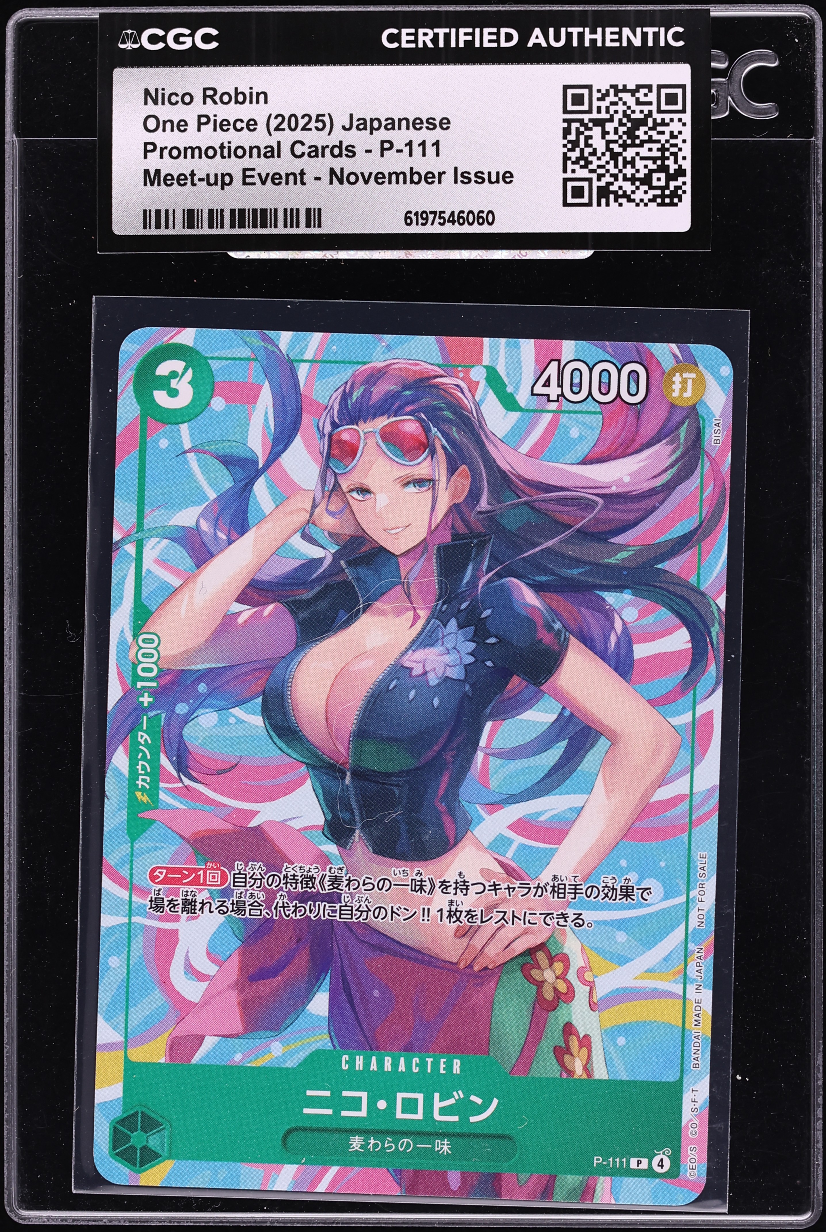 2025 One Piece Japanese Promo Meet-Up Event November Issue Alt Art Nico Robin #P-111 CGC AUTH