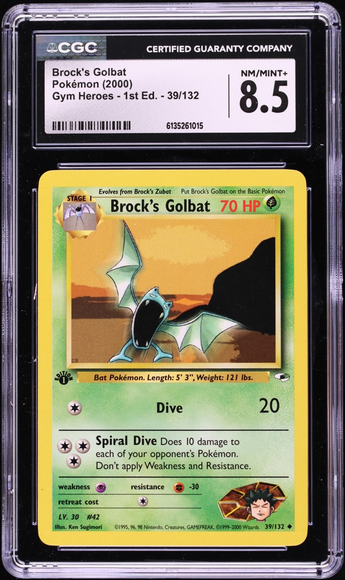 2000 Pokemon Gym Heroes 1st Edition Brock's Golbat #39 CGC 8.5 NM-MT+