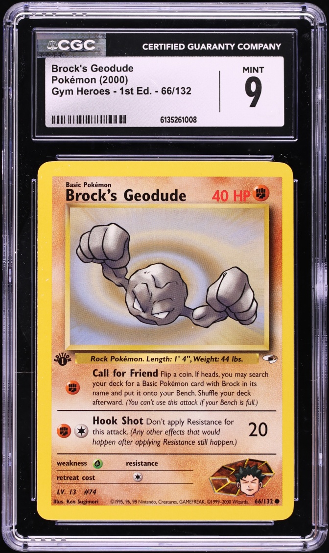 2000 Pokemon Gym Heroes 1st Edition Brock's Geodude #66 CGC 9 MINT