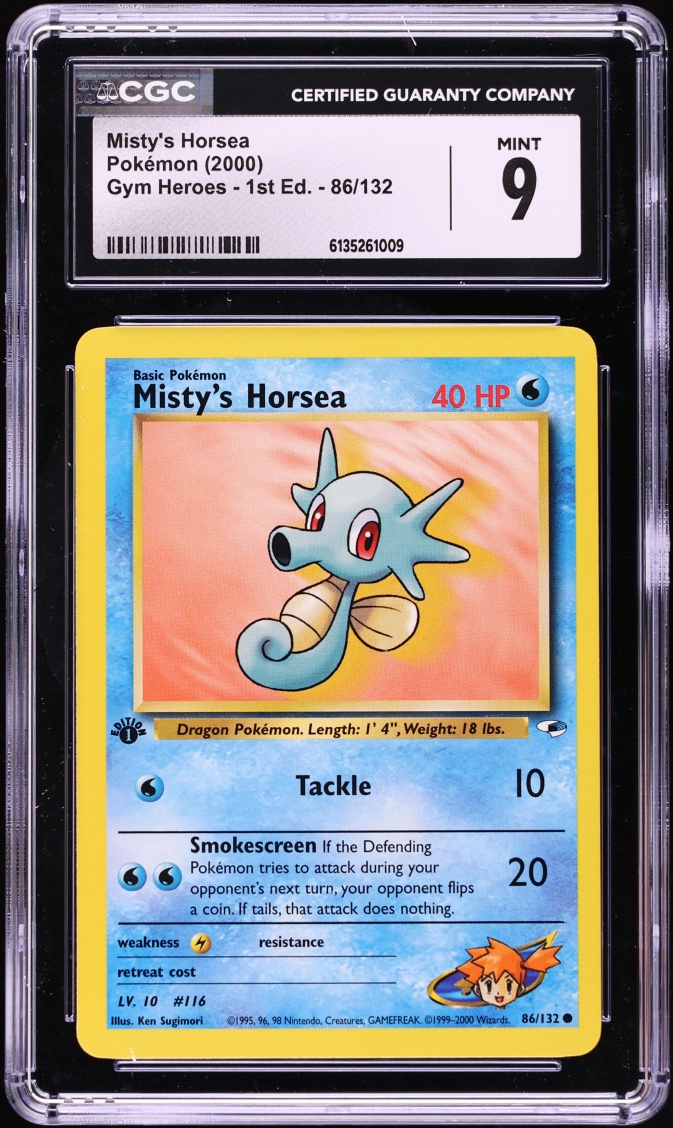 2000 Pokemon Gym Heroes 1st Edition Misty's Horsea #86 CGC 9 MINT