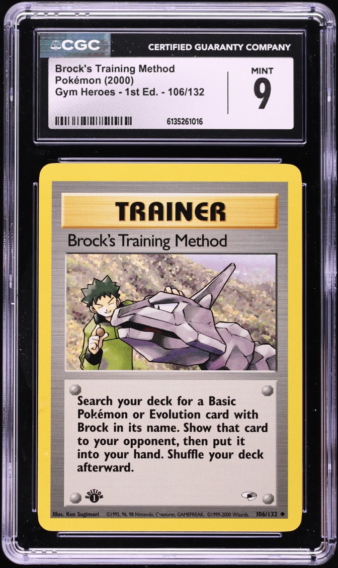 2000 Pokemon Gym Heroes 1st Edition Brock's Training Method #106 CGC 9 MINT