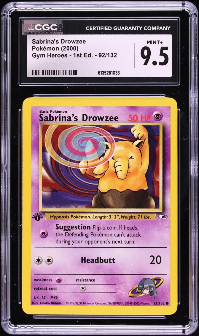 2000 Pokemon Gym Heroes 1st Edition Sabrina's Drowzee #92 CGC 9.5 MINT+