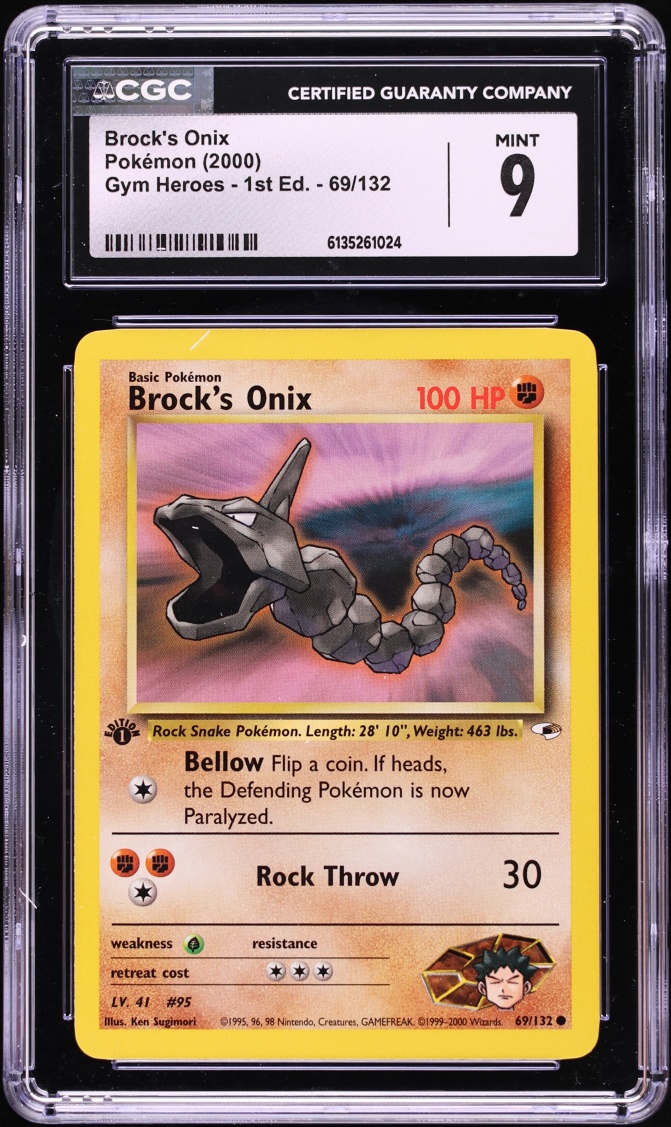 2000 Pokemon Gym Heroes 1st Edition Brock's Onix #69 CGC 9 MINT