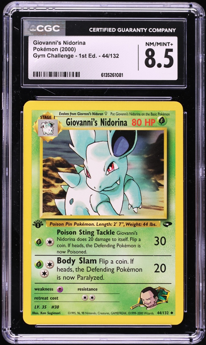 2000 Pokemon Gym Challenge 1st Edition Giovanni's Nidorina #44 CGC 8.5 NM-MT+