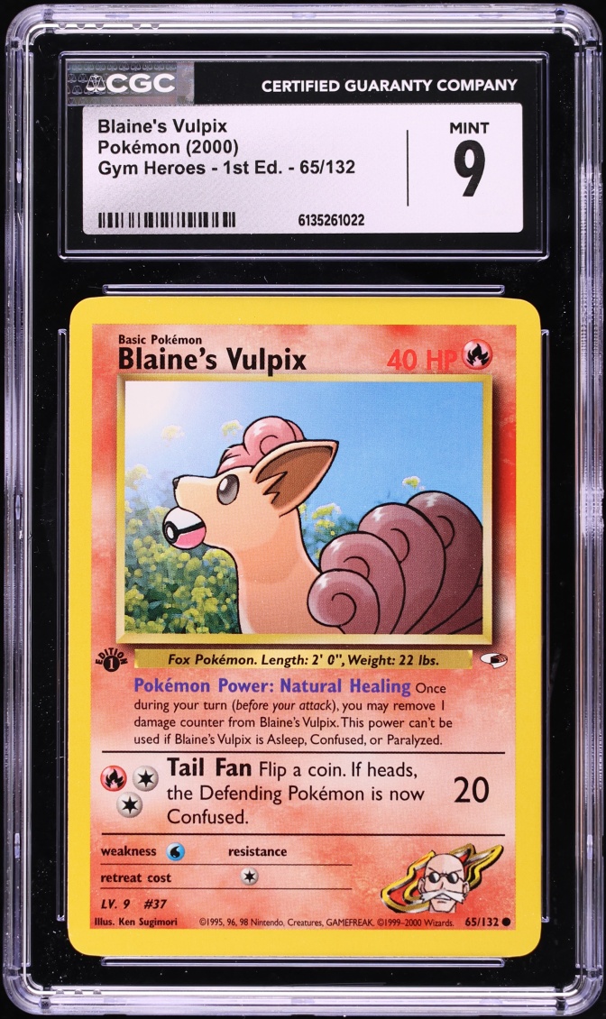 2000 Pokemon Gym Heroes 1st Edition Blaine's Vulpix #65 CGC 9 MINT