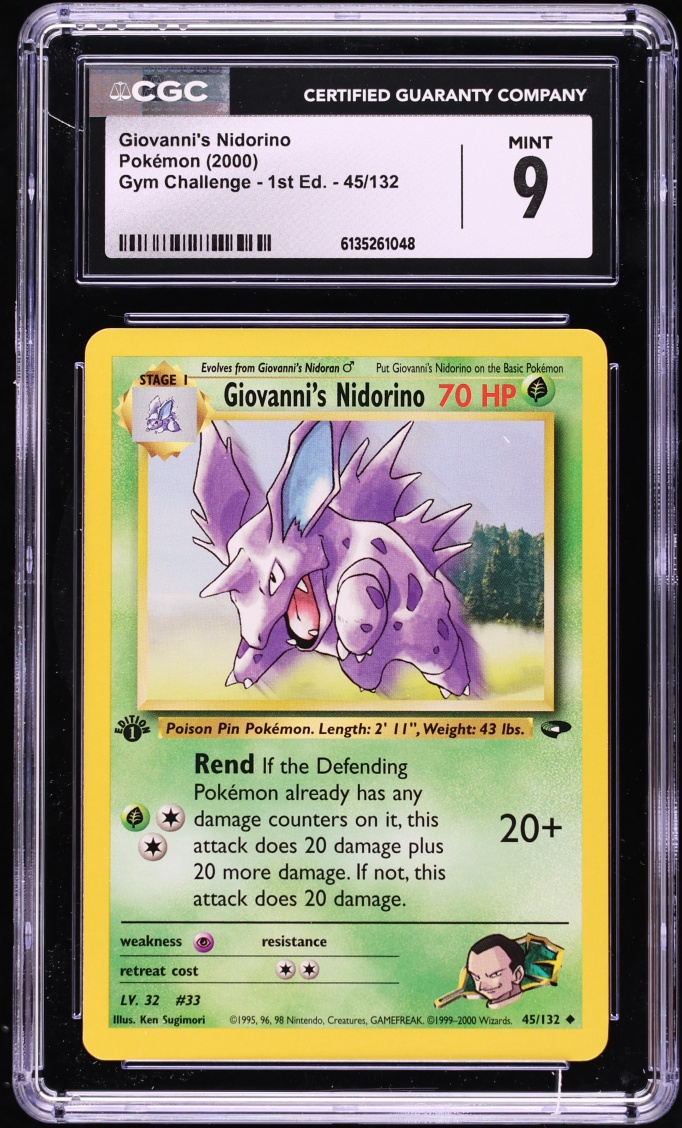 2000 Pokemon Gym Challenge 1st Edition Giovanni's Nidorino #45 CGC 9 MINT