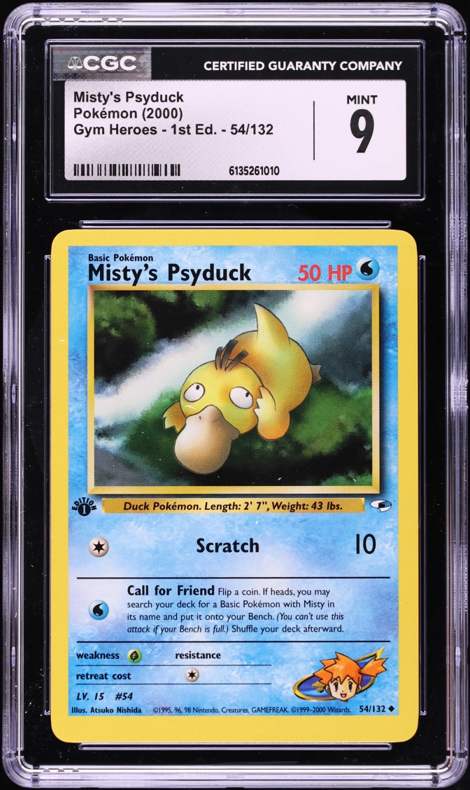 2000 Pokemon Gym Heroes 1st Edition Misty's Psyduck #54 CGC 9 MINT