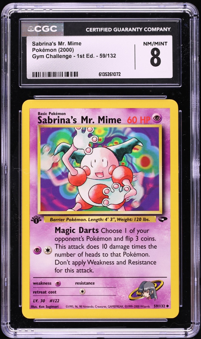 2000 Pokemon Gym Challenge 1st Edition Sabrina's Mr. Mime #59 CGC 8 NM-MT