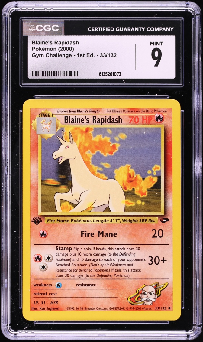 2000 Pokemon Gym Challenge 1st Edition Blaine's Rapidash #33 CGC 9 MINT