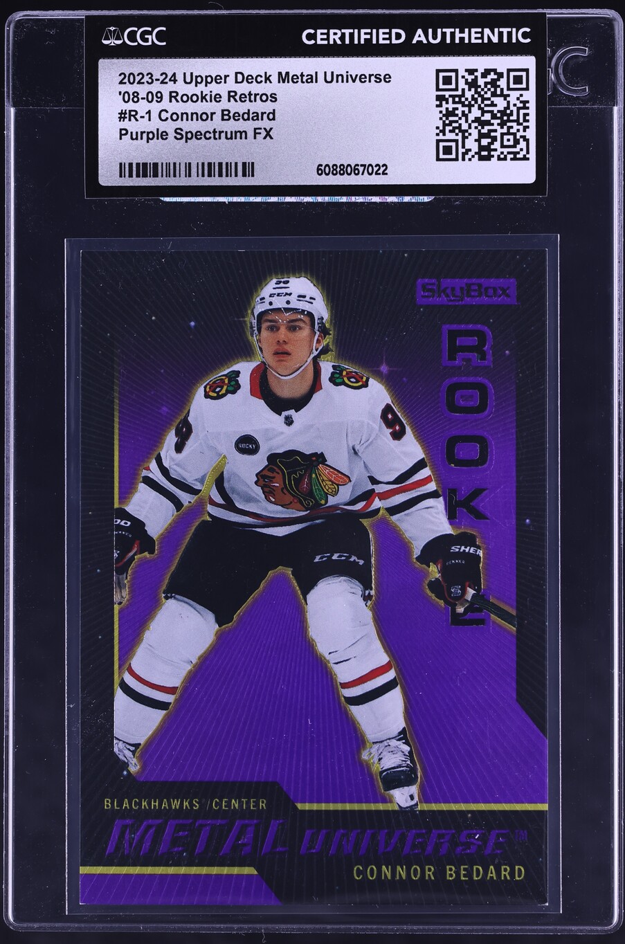 2023 Metal Universe '08 Retros Purple FX Connor Bedard ROOKIE /199 #R-1 CGC AUTH