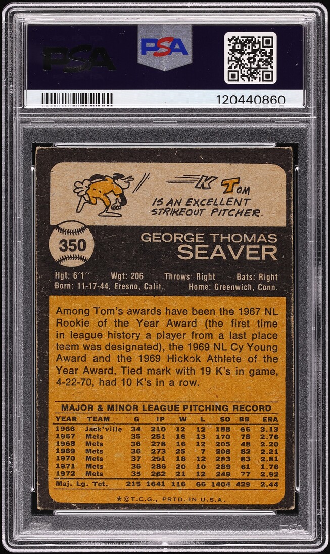 1973 Topps Tom Seaver #350 PSA 3 VG
