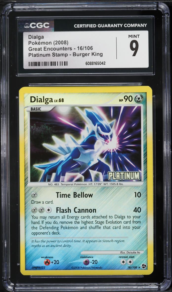 2008 Pokemon Diamond & Pearl Great Encounters Platinum Stamp Burger King Dialga #16 CGC 9 MINT