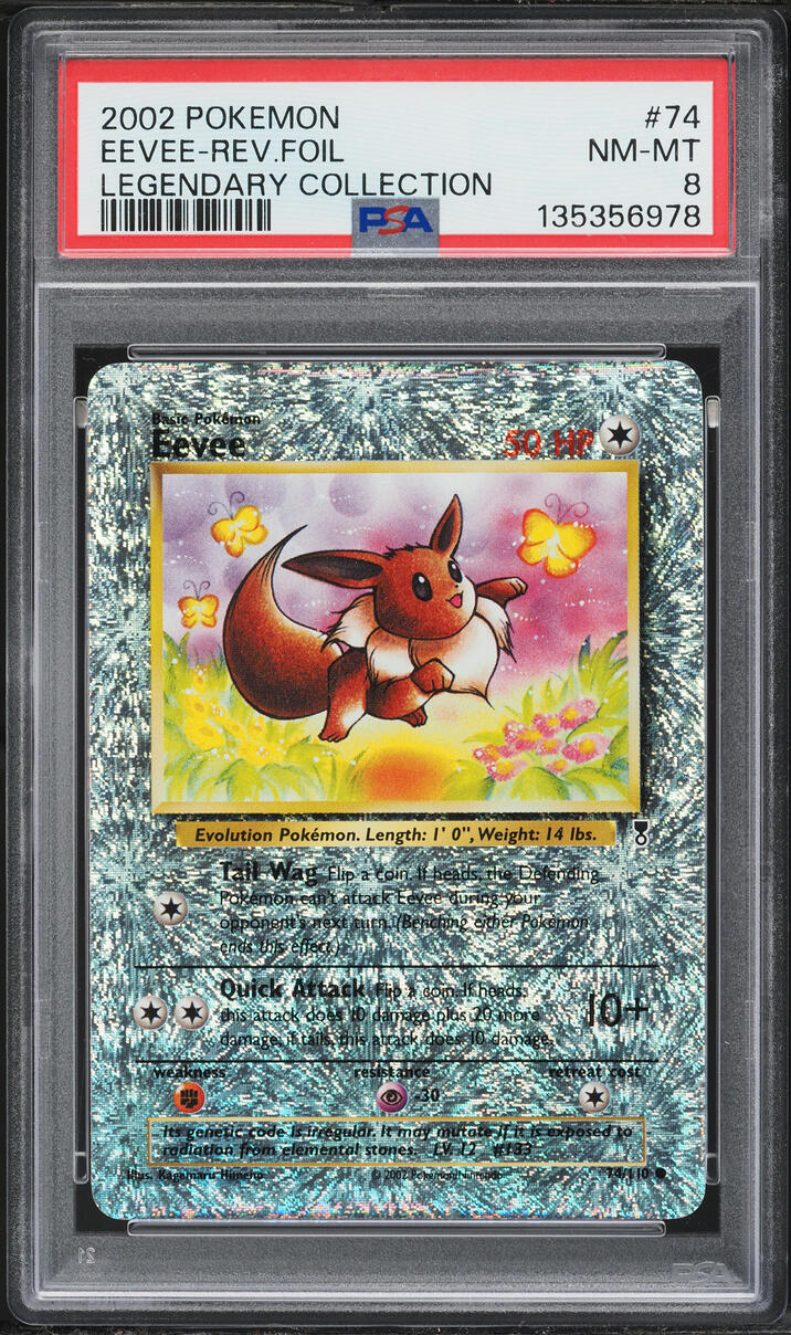 2002 Pokemon Legendary Collection Reverse Holo Eevee #74 PSA 8 NM-MT