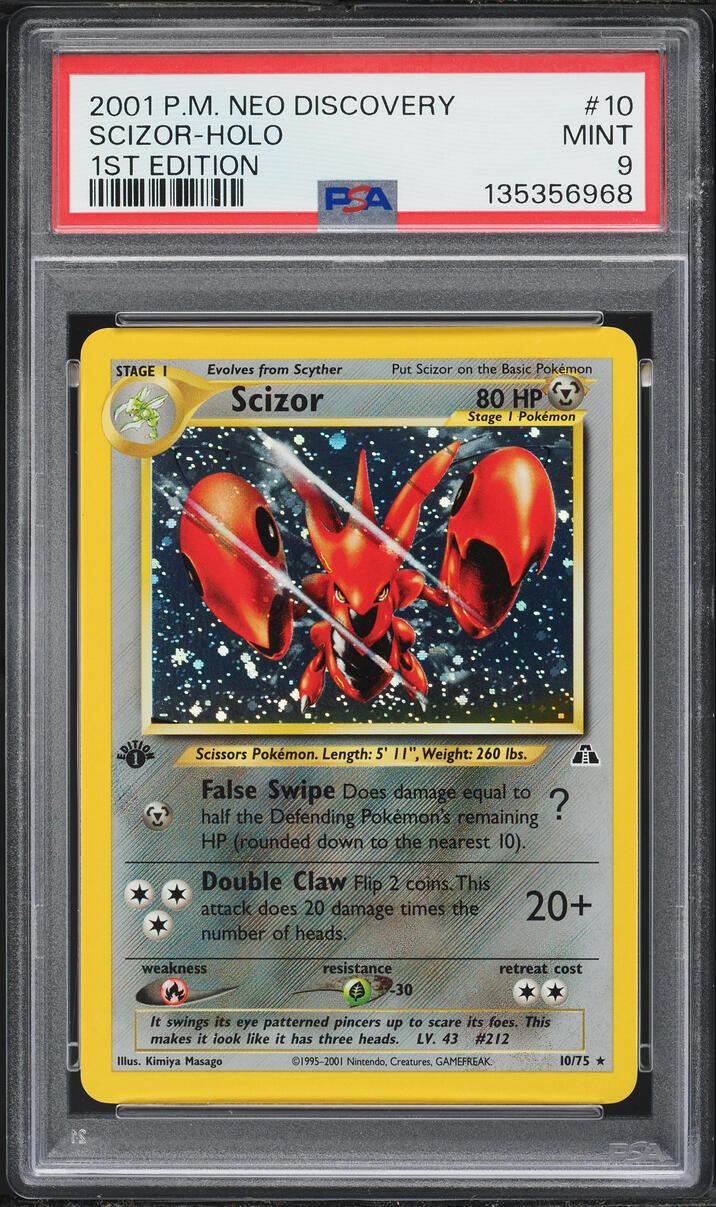 2001 Pokemon Neo Discovery 1st Edition Holo Scizor #10 PSA 9 MINT