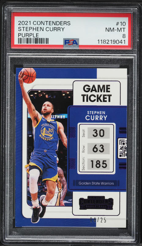 2021 Panini Contenders Purple Stephen Curry /25 #10 PSA 8 NM-MT on