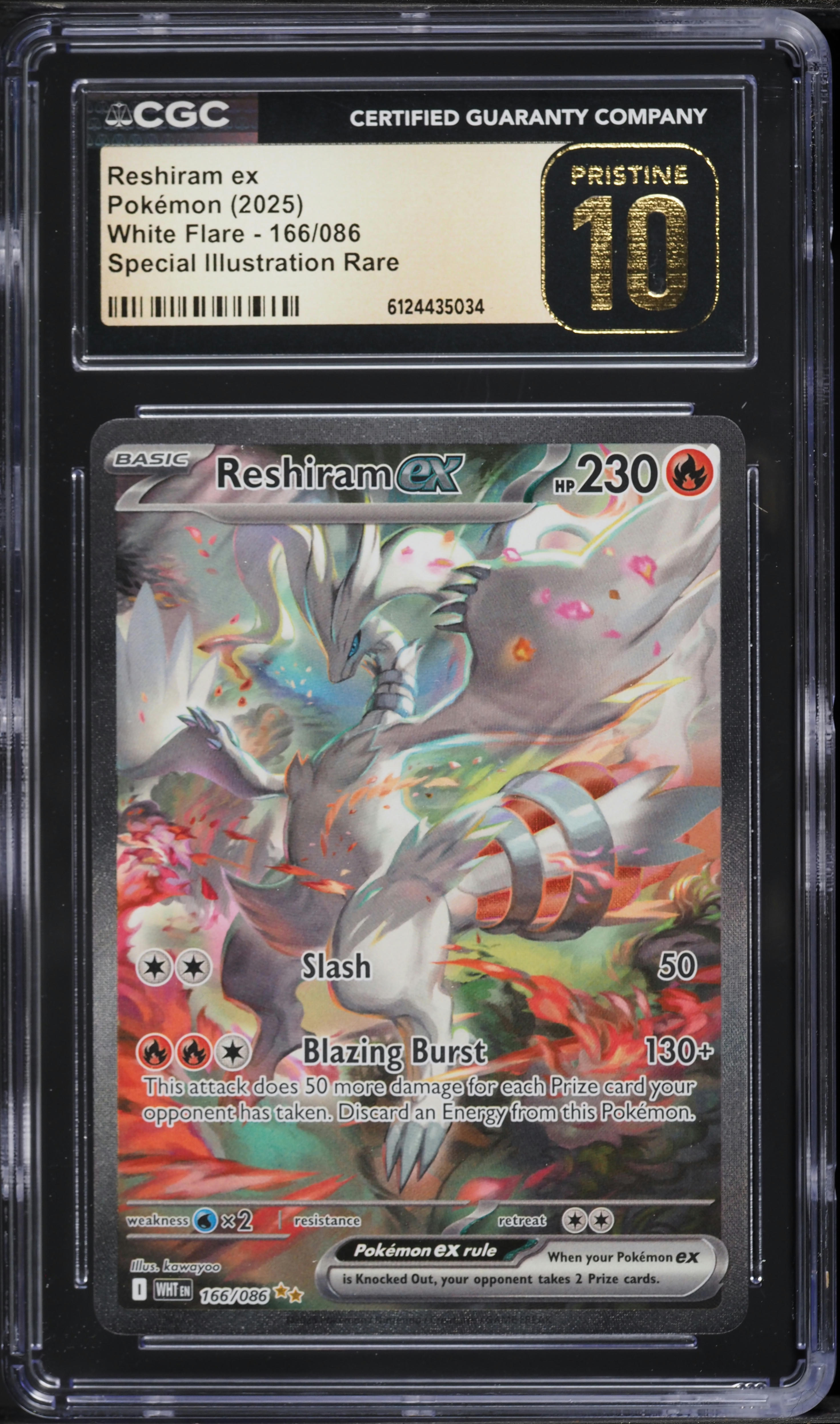 2025 Pokemon Scarlet & Violet White Flare SIR Reshiram Ex #166 CGC 10 PRISTINE