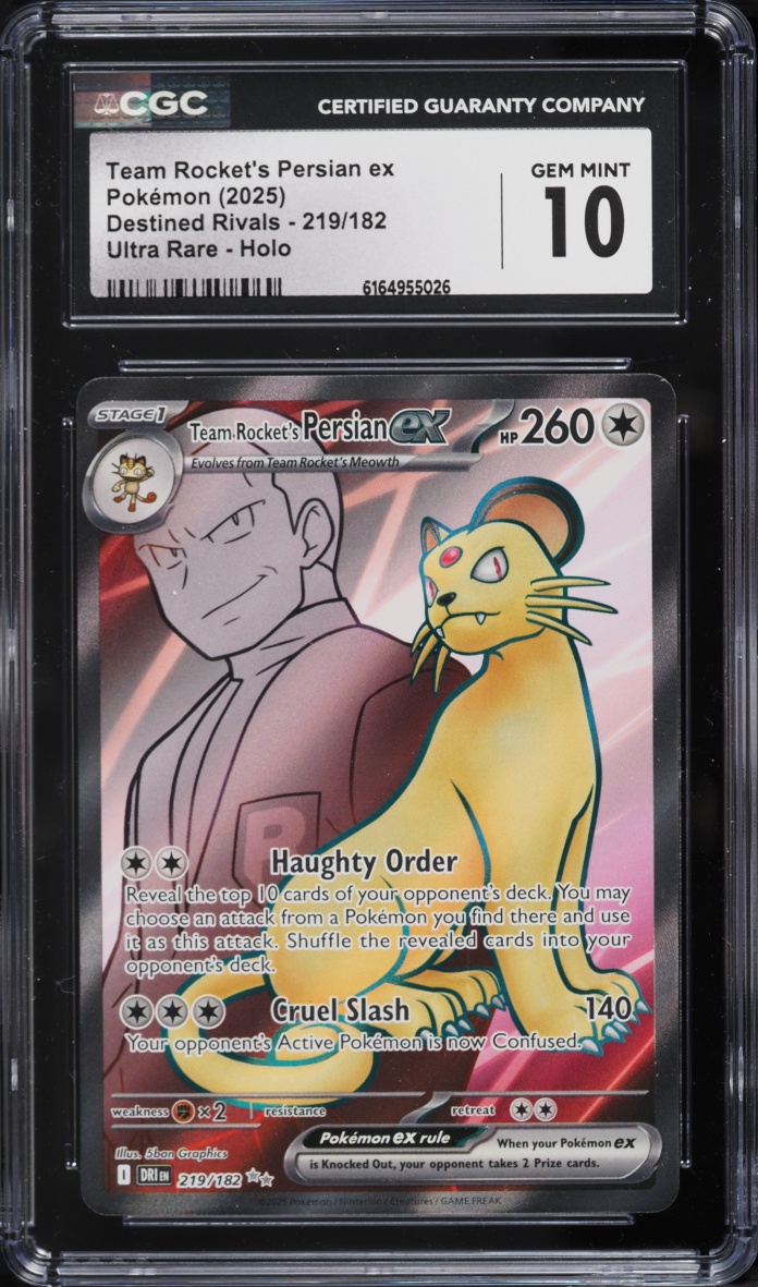 2025 Pokemon Scarlet & Violet Destined Rivals Full Art Team Rocket's Persian Ex #219 CGC 10 GEM