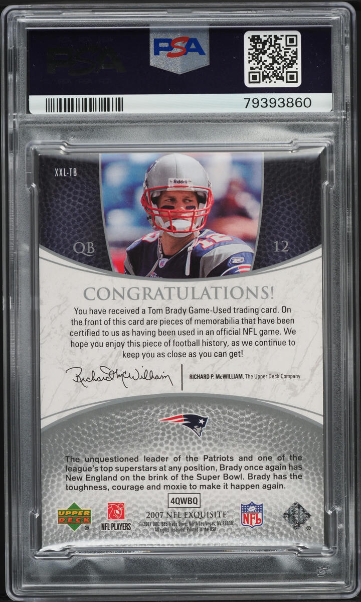 2007 Exquisite Collection Maximum Silver Tom Brady PATCH /75 #XXL-TB PSA 7 NRMT - Photo 2