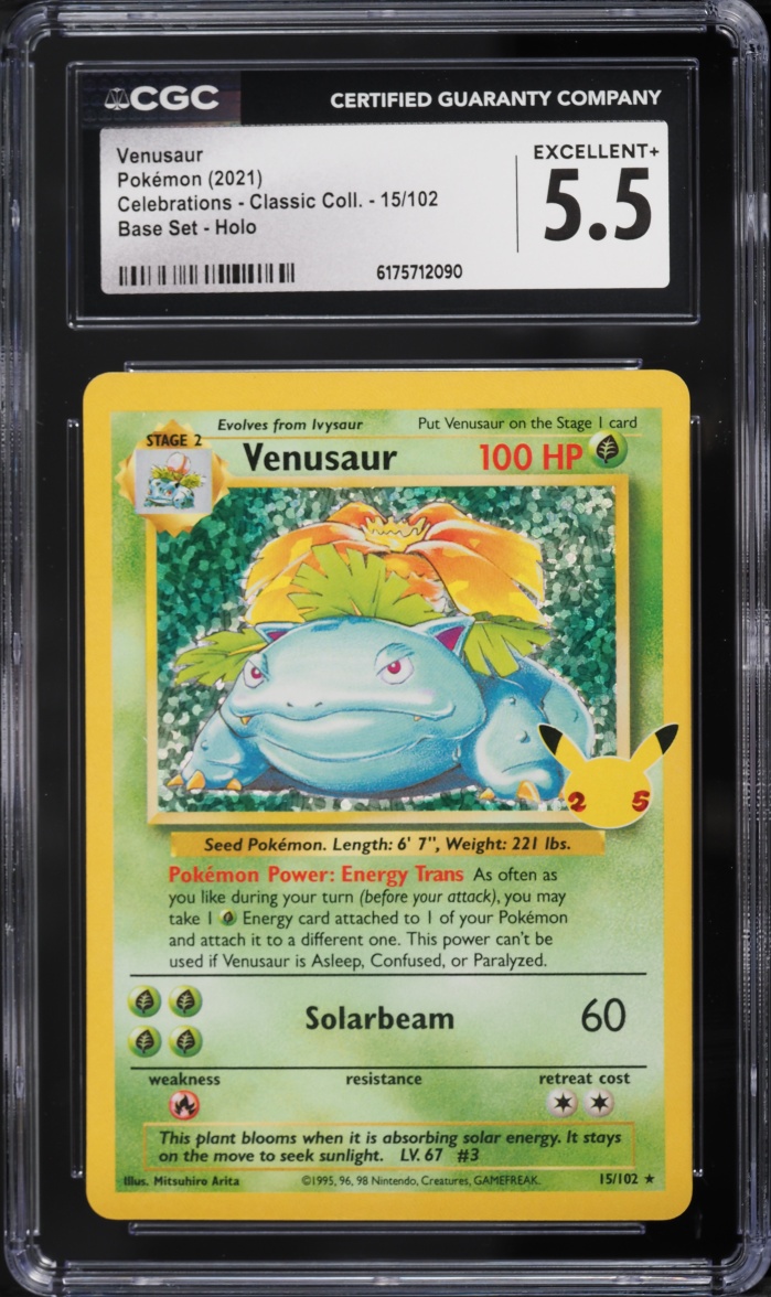 2021 Pokemon Sword & Shield Celebrations Classic Collection Holo Venusaur #15 CGC 5.5 EX+