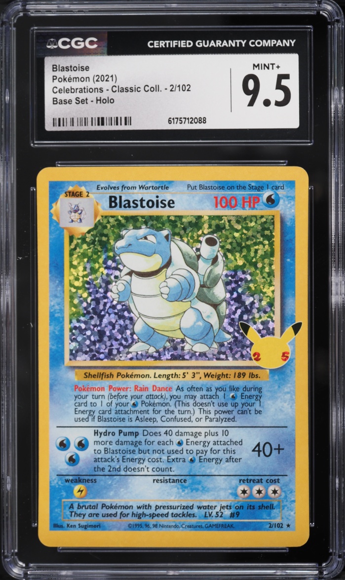 2021 Pokemon Sword & Shield Celebrations Classic Collection Holo Blastoise #2 CGC 9.5 MINT+