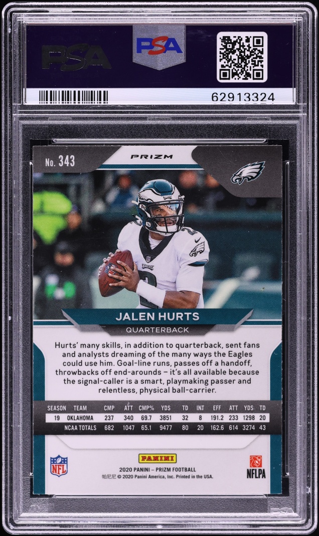 2020 Panini Prizm Disco Jalen Hurts ROOKIE #343 PSA 9 MINT