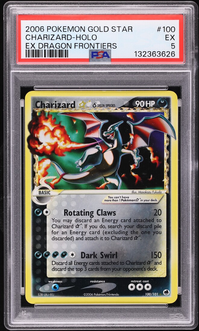 2003 Pokemon EX Dragon Frontiers Holo Charizard Gold Star #100 PSA 5 EX