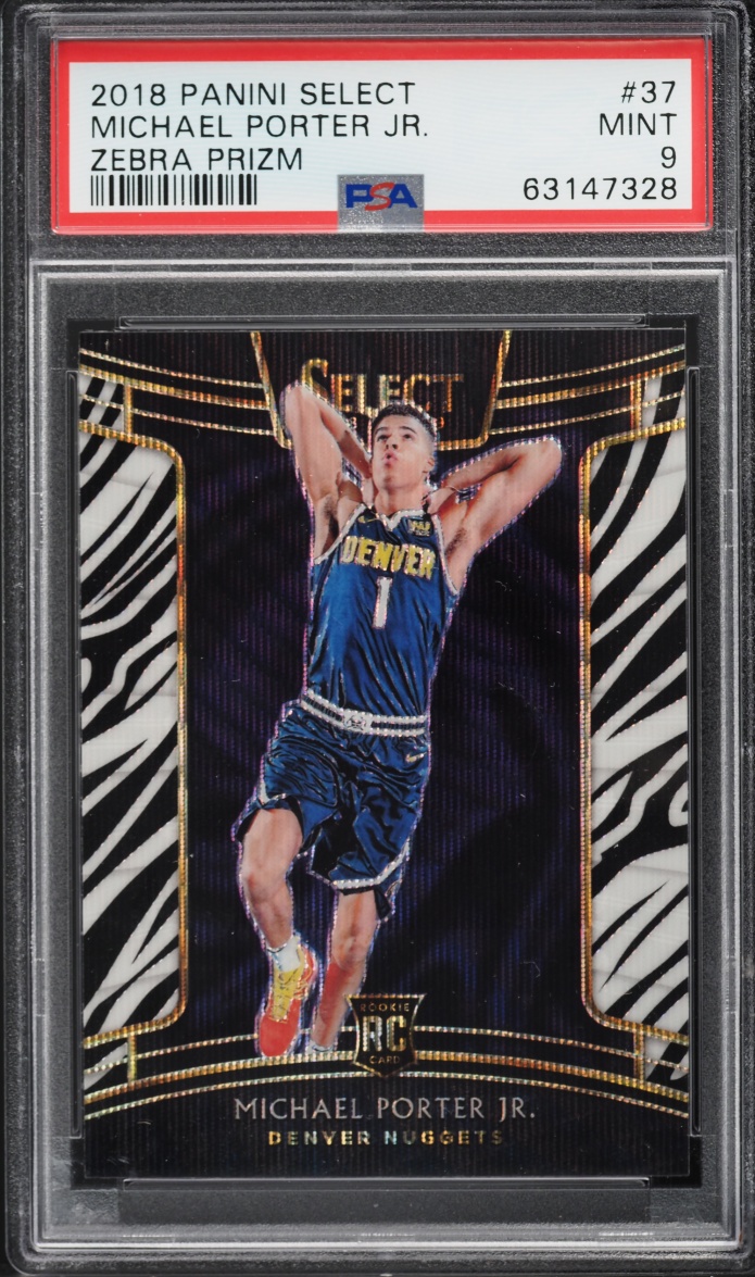 2018 Select Concourse Zebra Prizm Michael Porter Jr. ROOKIE #37 PSA 9 MINT