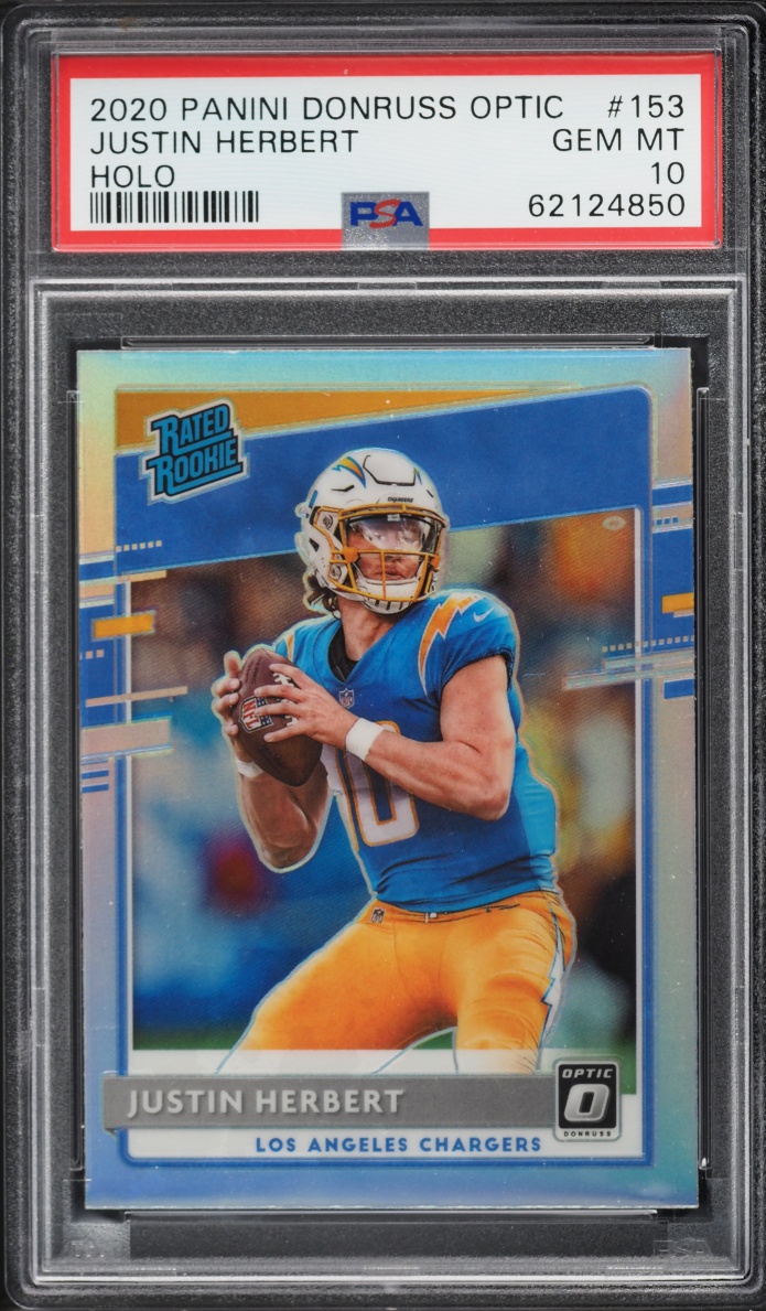 2020 Donruss Optic Holo Prizm Justin Herbert ROOKIE #153 PSA 10 GEM MINT