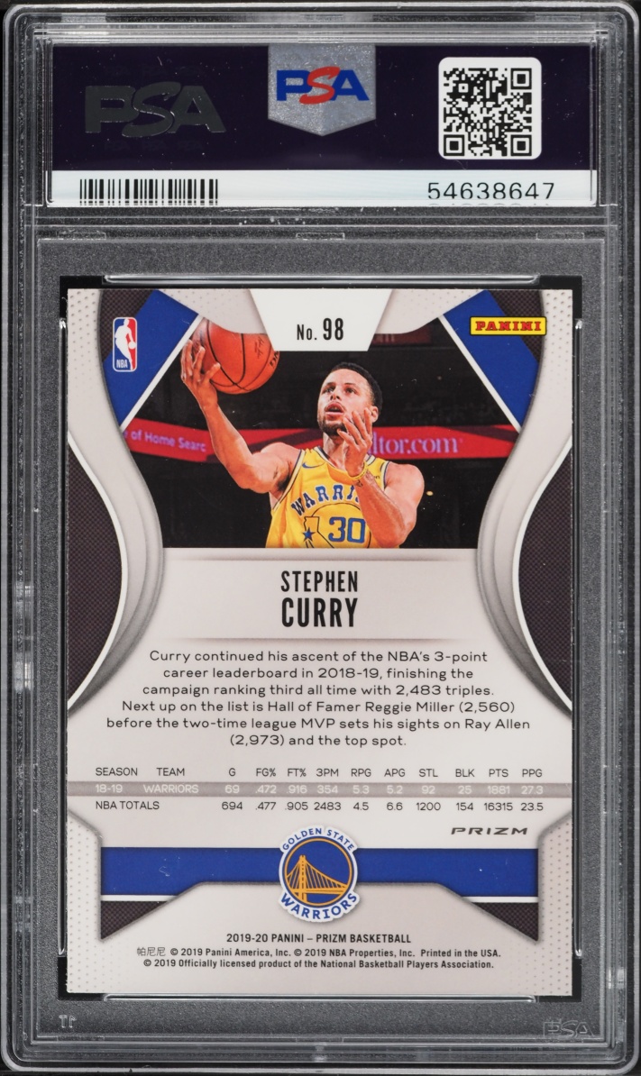 2019 Panini Prizm Choice Blue Yellow Green Stephen Curry #98 PSA 10 GEM MINT