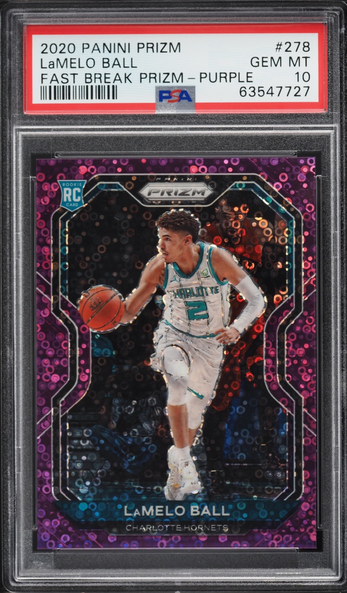 2020 Panini Prizm Fast Break Purple LaMelo Ball ROOKIE /75 #278 PSA 10 GEM MINT