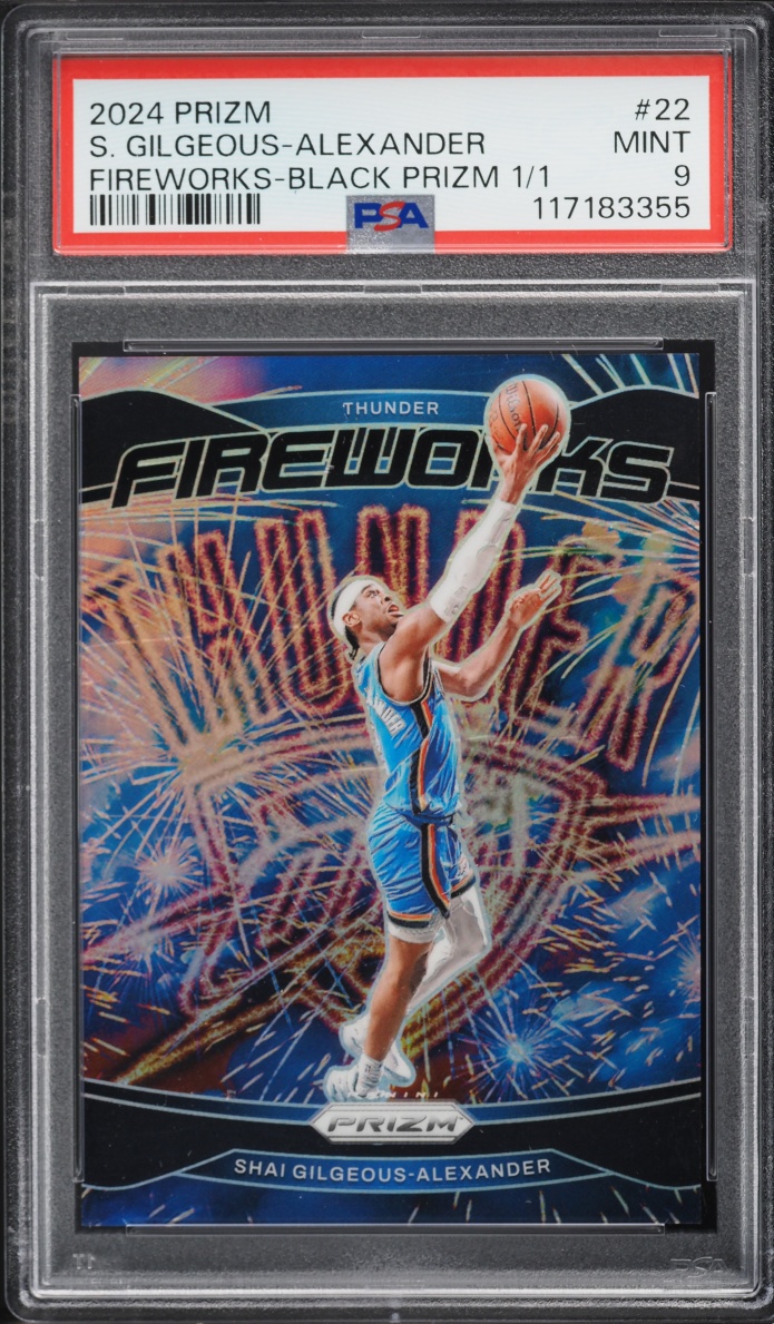 2024 Panini Prizm Fireworks Black Shai Gilgeous-Alexander 1/1 #22 PSA 9 MINT