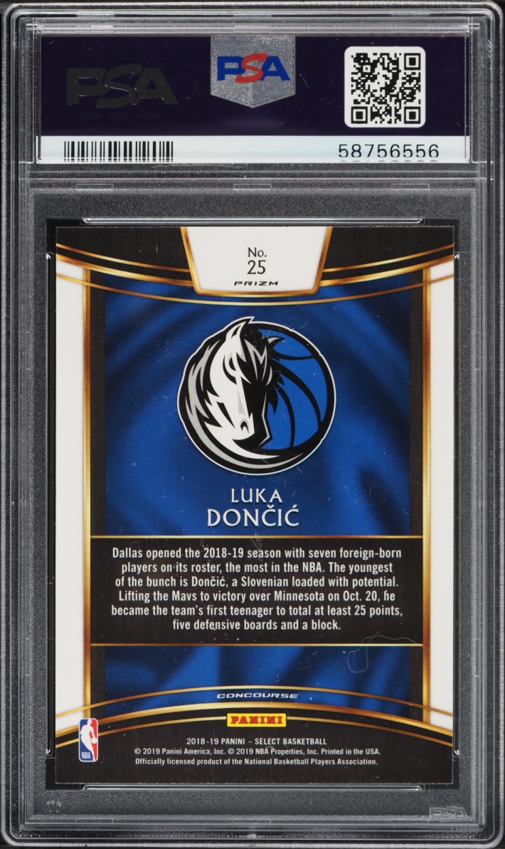 2018 Select Concourse Silver Prizm Luka Doncic ROOKIE #25 PSA 10 GEM MINT