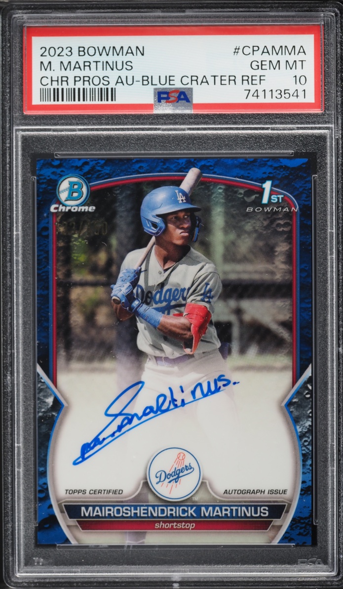 2023 Bowman Chrome Blue Crater Refractor Mairoshendrick Martinus PROSPECT AUTO /150 PSA 10 GEM