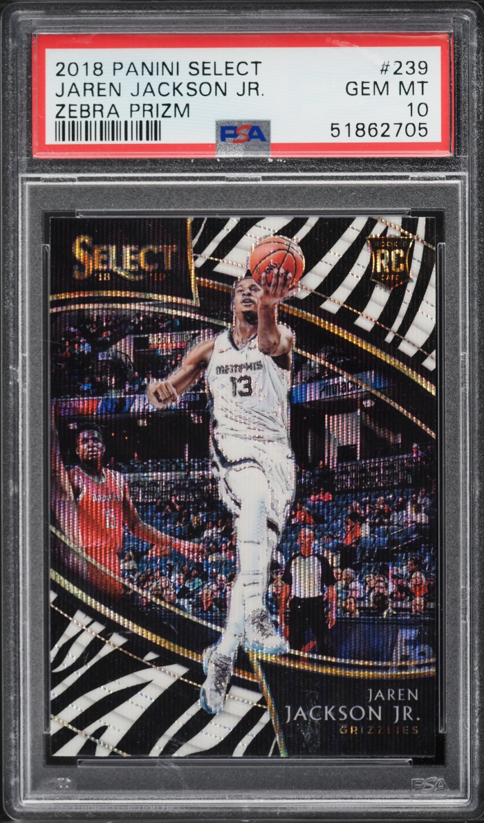 2018 Select Courtside Zebra Prizm Jaren Jackson Jr. ROOKIE #239 PSA 10 GEM MINT