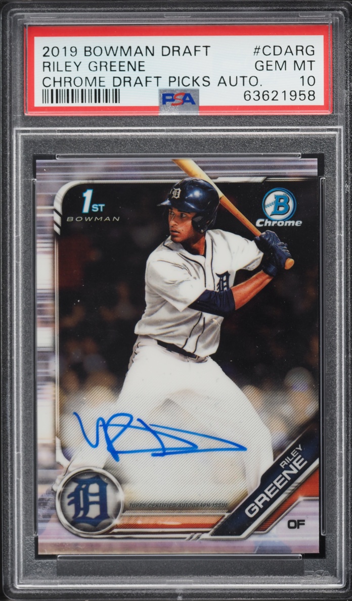 2019 Bowman Chrome Draft Riley Greene PROSPECT AUTO #CDA-RG PSA 10 GEM MINT